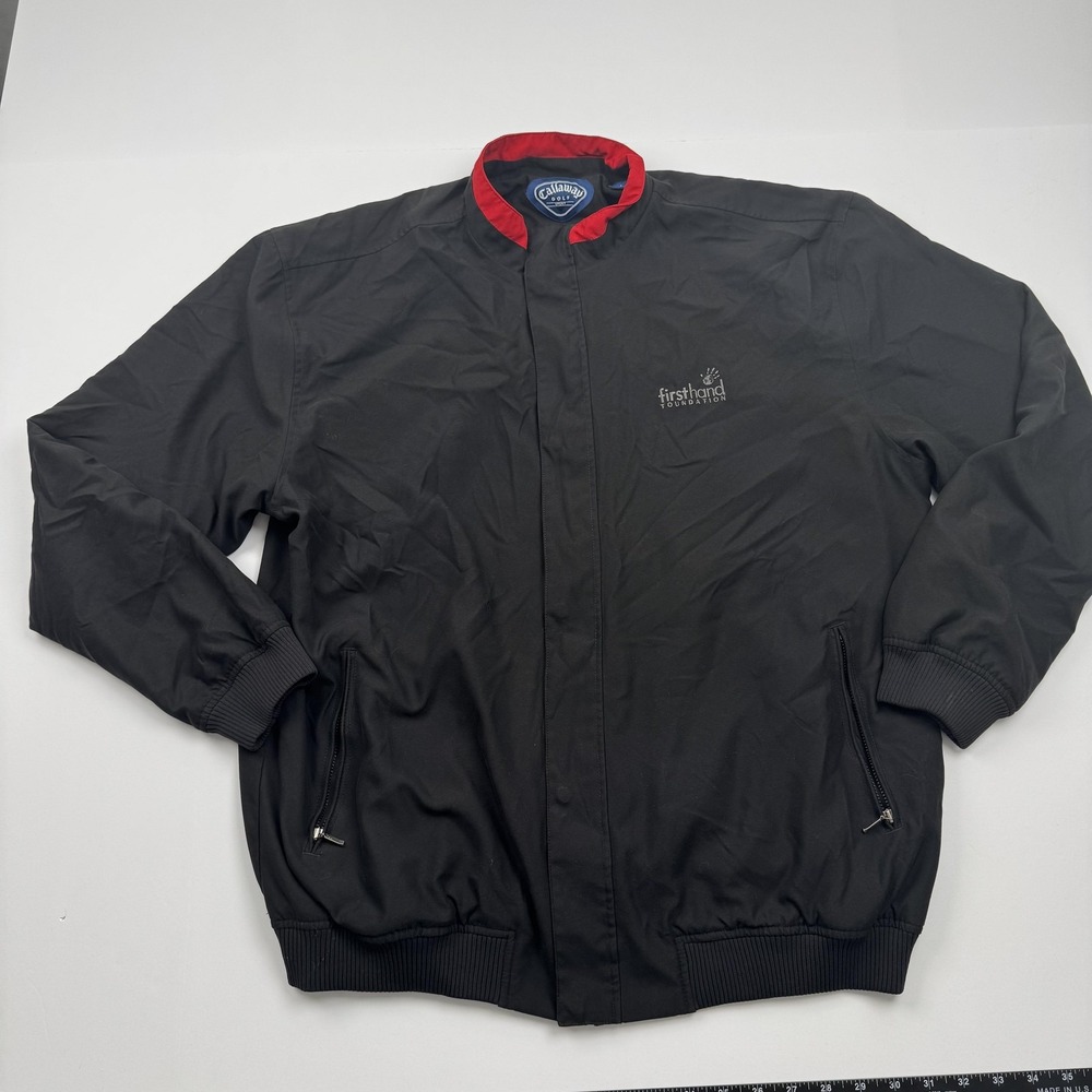 Callaway Golf Jacket Mens Large Black Red First Hand Foundation Windbreaker Zip